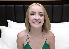 19 Year Old Blonde Has Tiny Tits and Her Pussy Just Drips with 1st Time Excitement