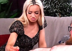 Teasing vixen ridicules small penis