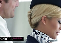 Lola Reve plays a horny flight attendant taking it deep in uniform