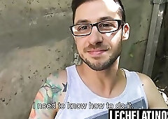 Ariel kneels to suck the sexy pool cleaner