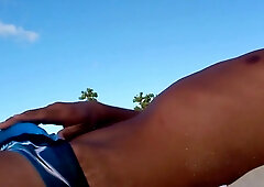 asian twink jerks off on beach 4