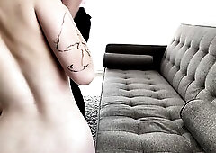 This redhead is on the daybed for a tease scene, not a quick screw. It begins with drubbing. Her booty gets red, that babe jumps each time a hand land