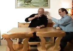 Older woman drilled by two boys