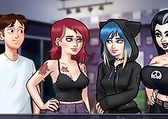 Classmate with cartoon tits gets her nipples sucked in a wild college dare