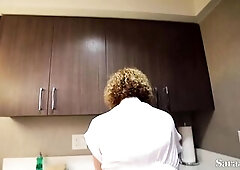 Lesbo Sex In The Kitchen! Sara Jay Pussy Fucks Latina Gabby Quinteros!