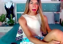 Shemale tranny enjoying solo masturbation