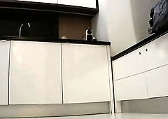 Hawt taut twat brunette hair secretary with high heels and a taut costume shows legs and booty