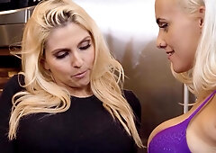 Horny blonde lesbians breathtaking porn video