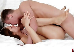 Small tits brunete teen enjoys romantic sex with wild passion