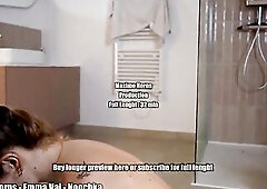 Jacuzzi with French Trans Dominant-bitch Her GF Catches Us & Pegs Us The one and the other