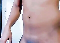 Small dick shemale undress and show off her little clitty