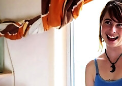 Redhead plays with her unshaved beaver and feet