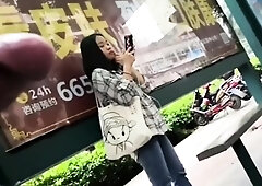 Perverted flasher showing his cock to women in public