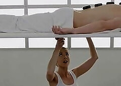 Sensual masseuse babe fucked by BWC on massage table