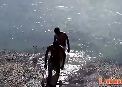 Exotic twinks swallow meat at a scorching pricknic