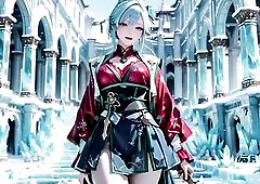 From the grand ice crystal hall to a dreamy crystal forest, 2 girls in red and green gowns unfold a visual feast of gazes and magic. The silver-haired