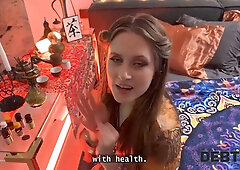 Debt4k. cool and innocent stunner with amazing hooters and abilities was a real witch in the bed