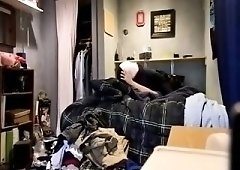 Stacked brunette wife bounces on a stiff rod on hidden cam