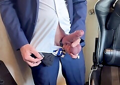 Hard at work turns into hard and wild with suited man in action!