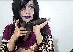 Cute Goth Trans Girl Making Ahegao and Licking her Breast Milk After Lactating her Tits with