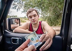 Straight hitchhiker Marcus Rivers fucked in POV