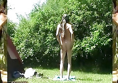 Naked masturbation and dancing at a public campground