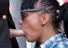 Caught by a cop Jenny gets anally drilled in the alley