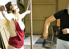 Gagged blonde Maya Labella nicely stimulated by her master