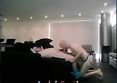 Old man fucking younger guy on sofa