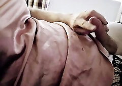 Sissy cumming on self with large melons