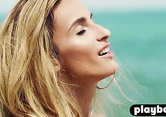 Small melons blond hair lady mom posing outdoor