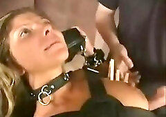Leather Bondage And Pussy Clamping