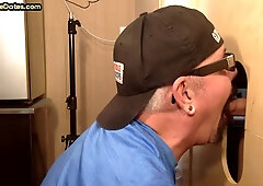 Gloryhole mature gay in amateur video sucks rod till facial