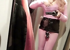 Chastity cage, public cum