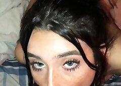 Big cock EXGF interracial busty geek coed blowjob