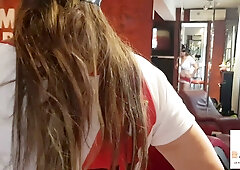 Blonde in ROUGE jersey embraces fetish fantasy in red-lit hotel room