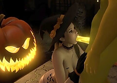 Sexy Witch Fucks The Pumpkin King On Halloween