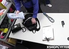 Officer Jack took Veronica to his office for questioning. Her bag is filled with stolen items, so the security guard has to check she hasn’t taken a