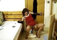 Sissy Sadie riding black dildo is horny