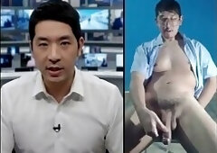 Asian Journalist Exposed showing big cock and cum