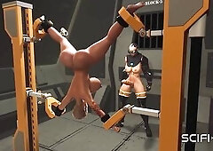 Large tit hotty in cuffs loves to screw with hawt tgirl in the prison