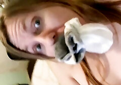 Bang with panty pantyhose and sock in throat