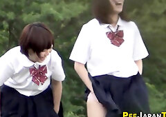 Kinky asian teens pissing in public