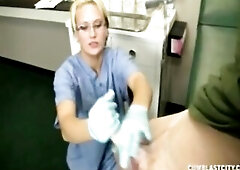 Nurse Milks male and Gets Blasted With Sperm