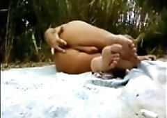 Depraved Amateur Stuffing Ass Outdoor