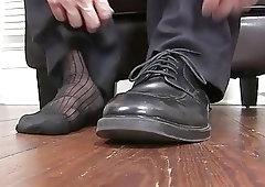 Muscle hunk solo massage and feet play