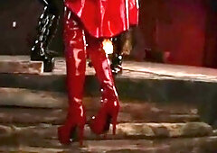 two women fetish latex asslicking and anal mff