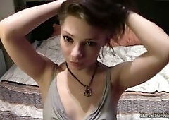 Emo Emily laydown on the bed rubbing her natural tits and yummy asses. She rubbing her tits and pussy hard. She fingering her pussy slowly