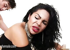 Man Sucks Large T-Girl Dong then bangs her booty