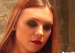 Two cute girls take turns getting pounded by their domina